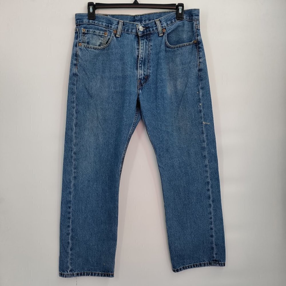Levi's 505 High-Rise Regular Fit Straight Leg Light Wash Denim Jeans 36W Men